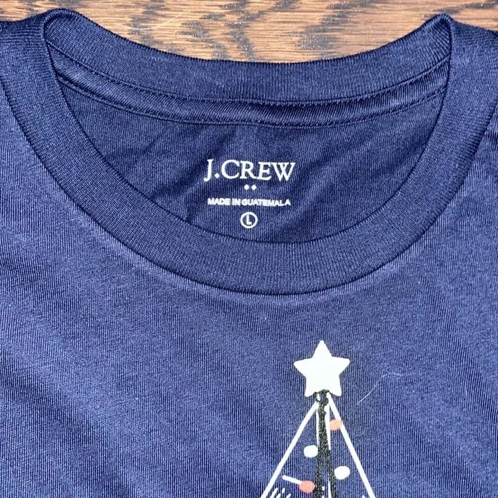 New Retro J Crew Christmas tree sailboat yacht holiday lights sailing T shirt L